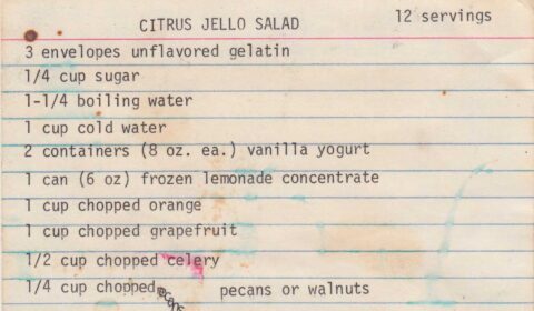 Madeline’s Citrus Jello Salad front of recipe card