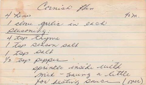 Madeline’s cornish game hens recipe (front)