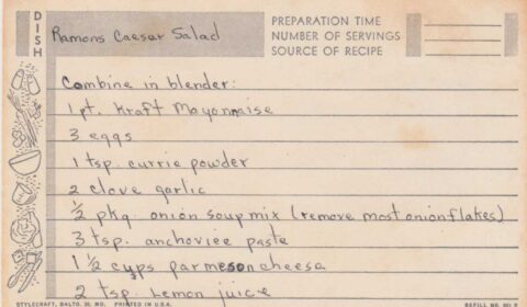 Madeline’s Ramons Caesar Salad recipe front of card