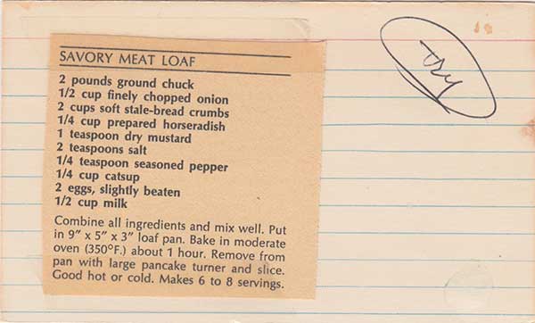 Madeline’s recipes, Savory Meatloaf